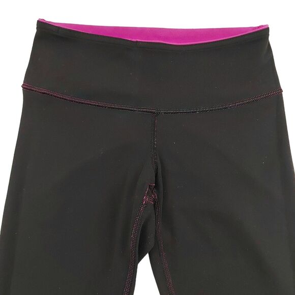 Lululemon Reversible Wunder Under Crop Leggings Womens 2 Black Pink Gym Yoga - Picture 7 of 12